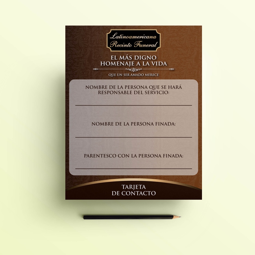 TARJETA DE CONTACTO DE FUNERARIA C/100