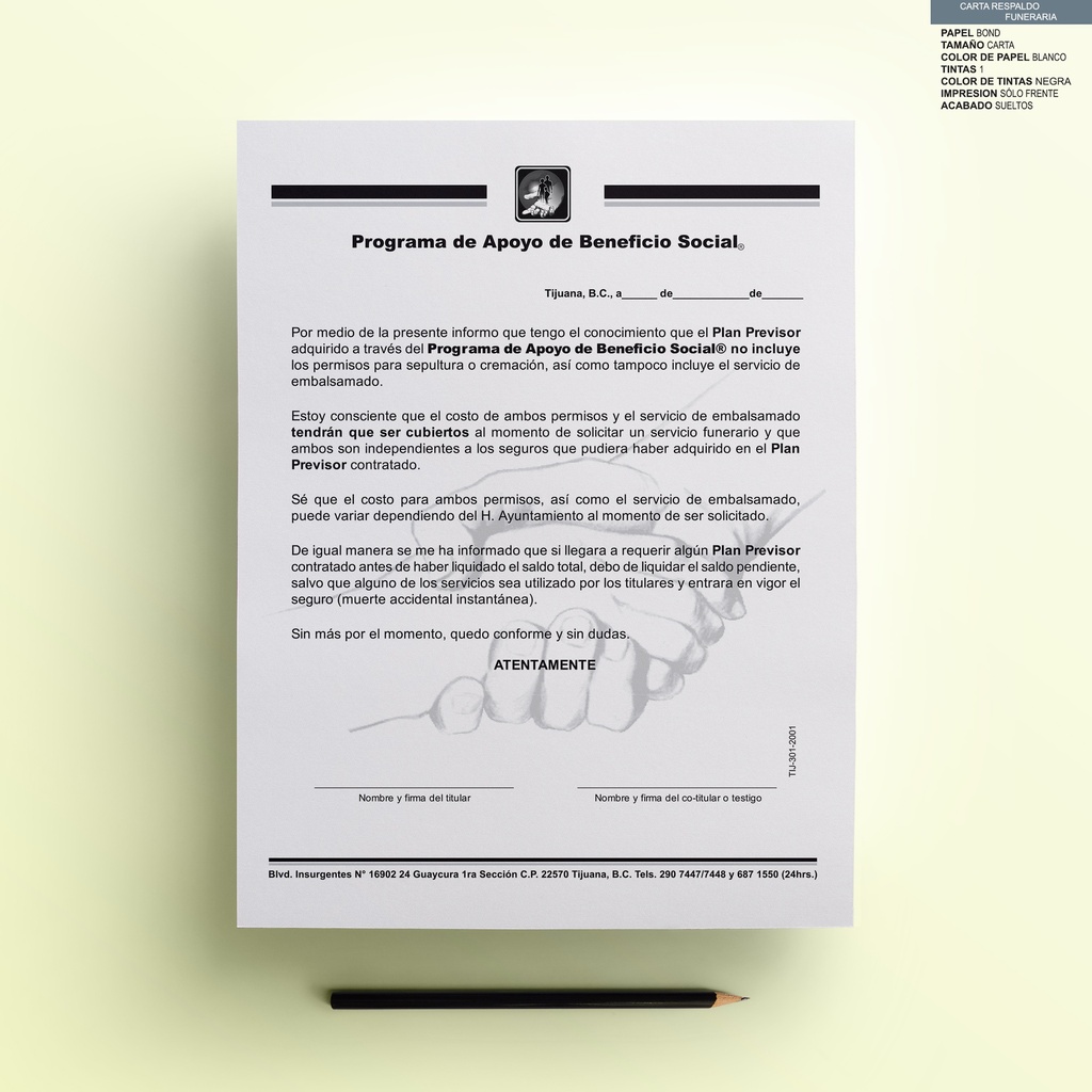 TIJ - CARTA RESPALDO FUNERARIA