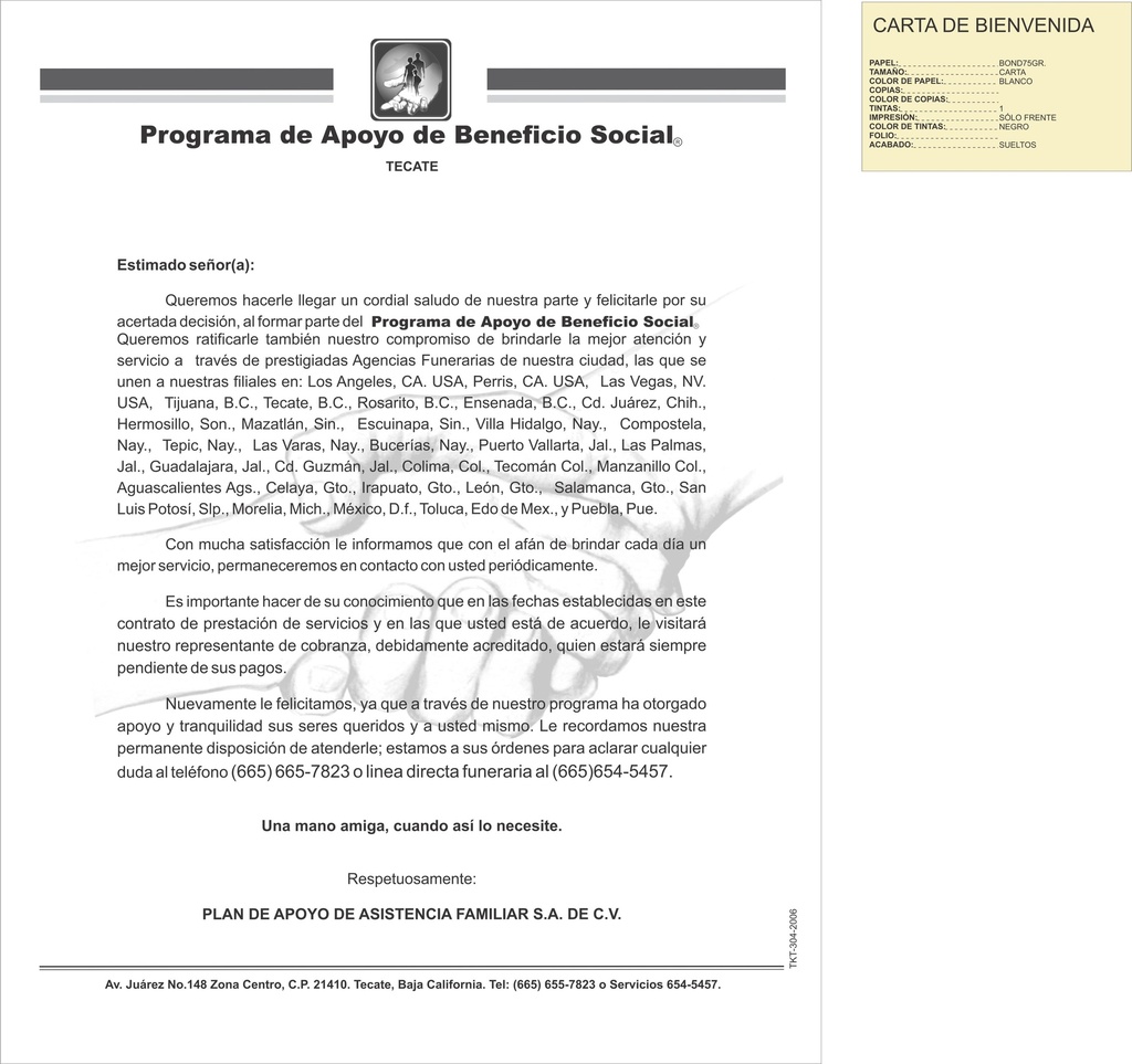 TKT - CARTA DE BIENVENIDA