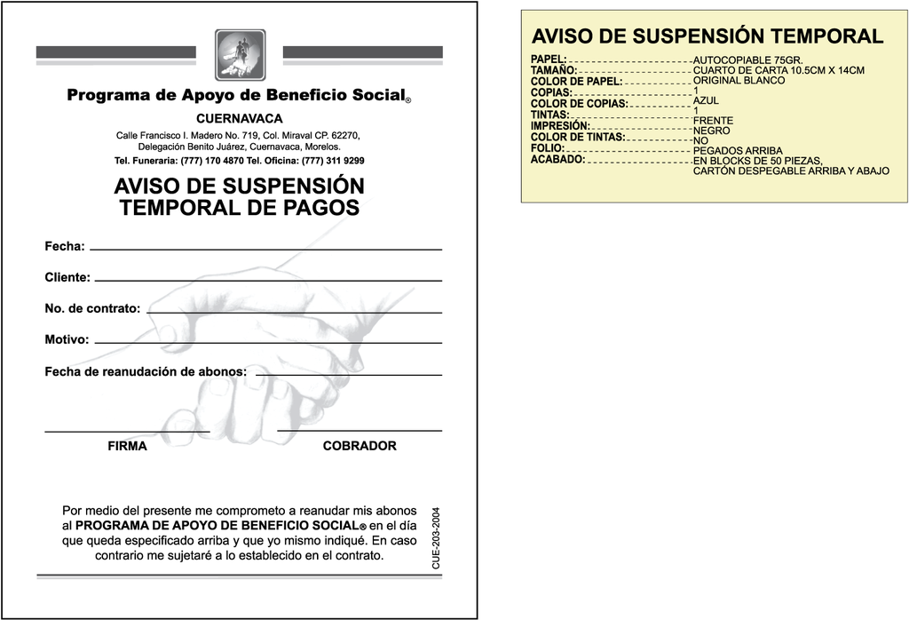 CUE - AVISO DE SUSPENSI…N TEMPORAL