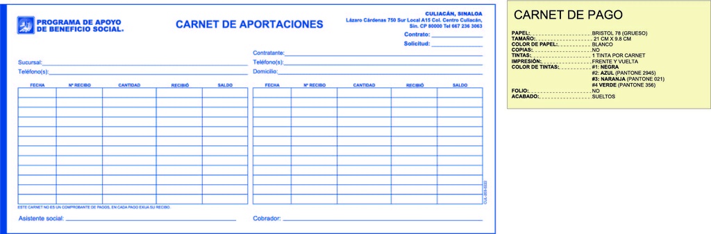 CARNET DE APORTACIONES