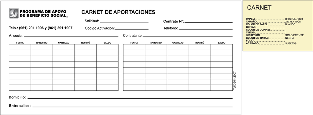 TUX - CARNET DE PAGO