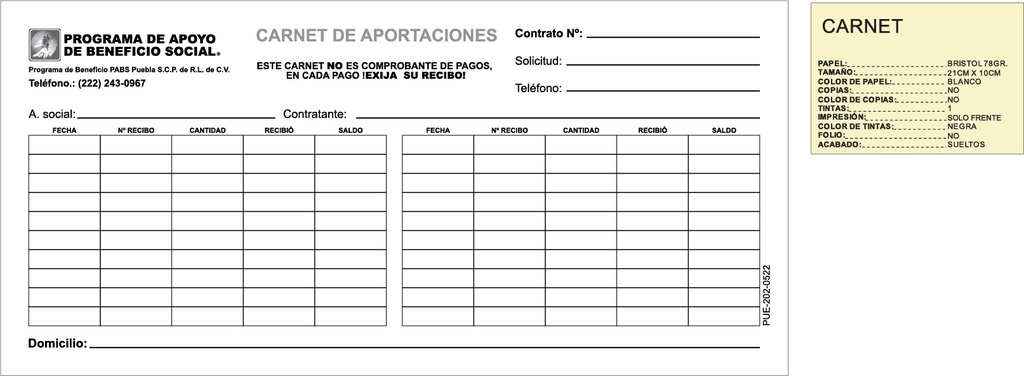 PUE - CARNET DE PAGO