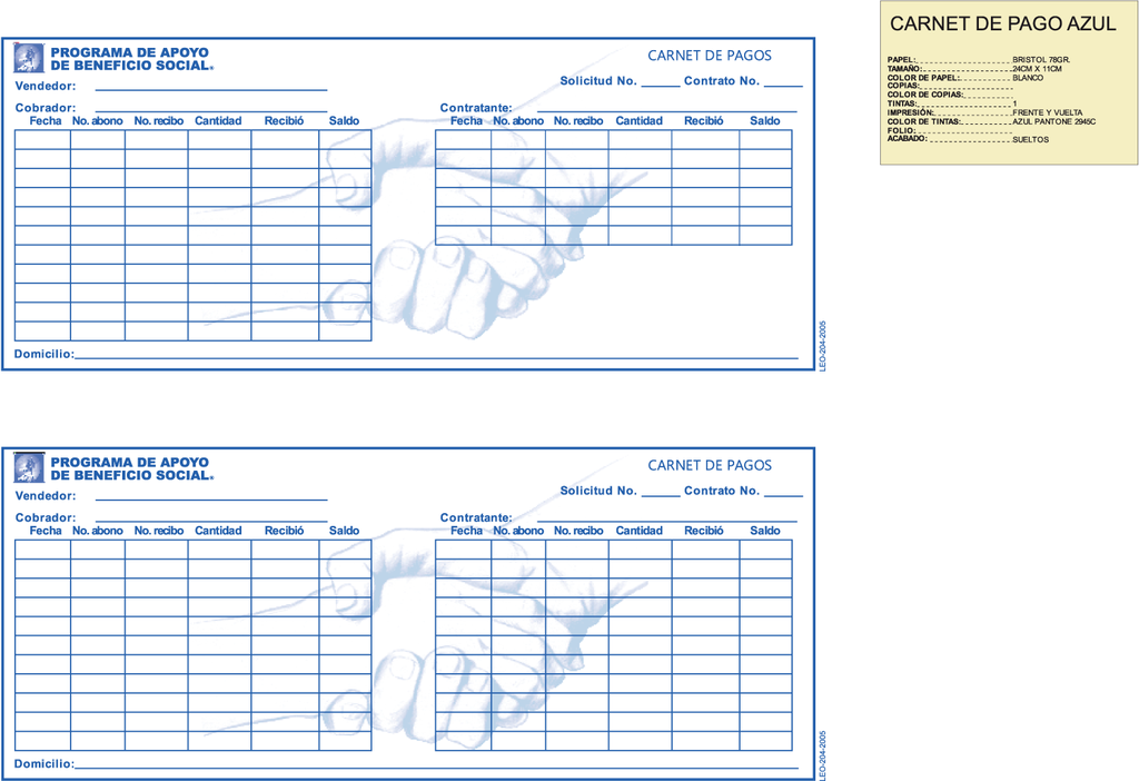 CARNET DE PAGO AZUL