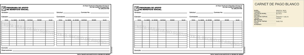 CARNET DE PAGO BLANCO