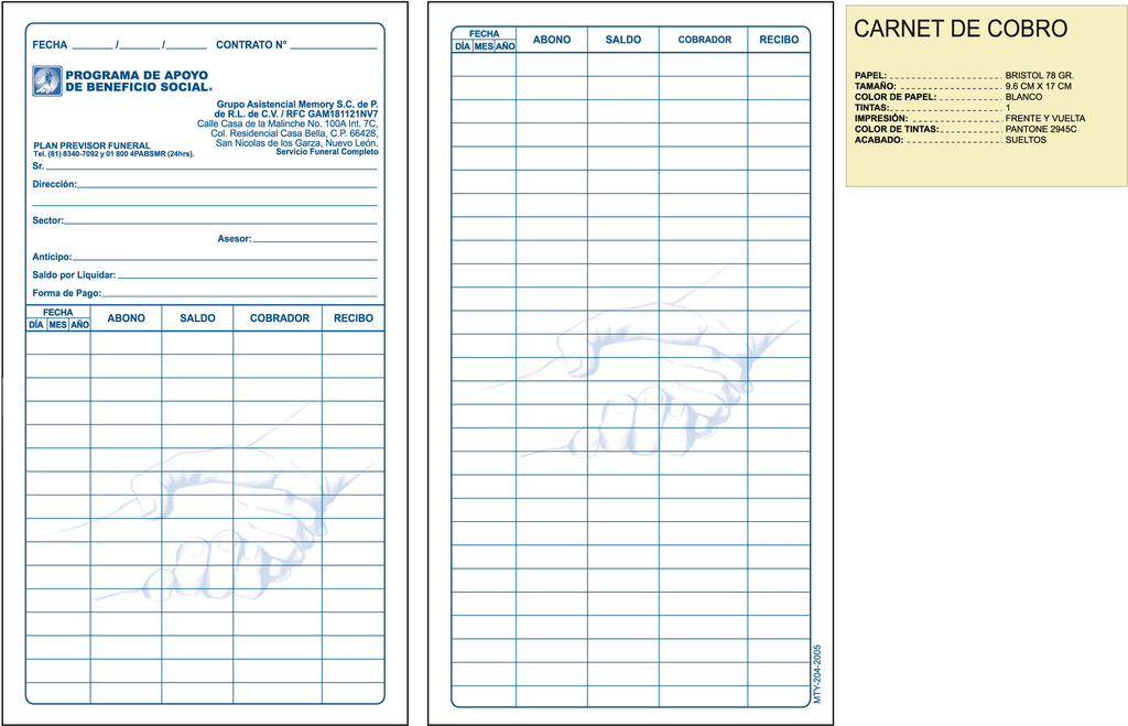 CARNET DE PAGO GAM TAZ