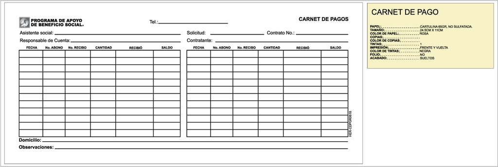 CARNET DE PAGO GUANATE ROSA