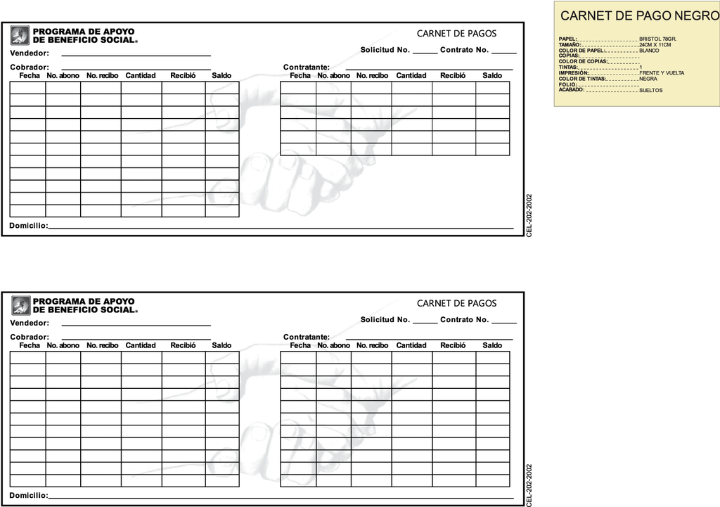 CARNET DE PAGO NEGRO