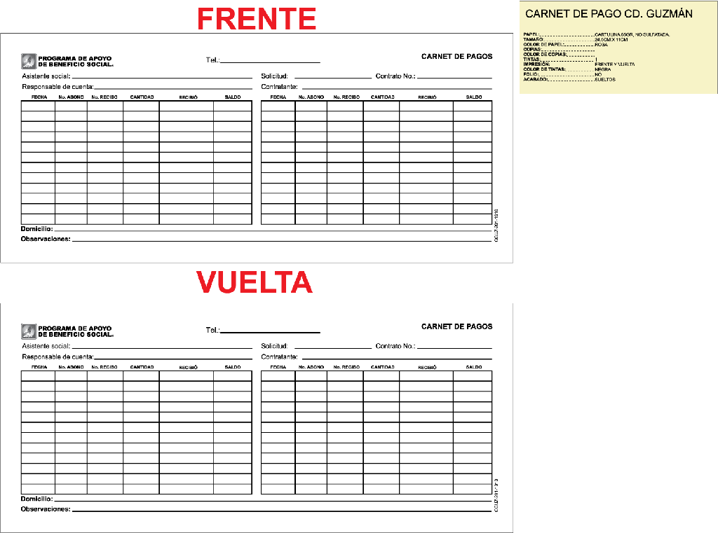 CARNET DE PAGO ROSA