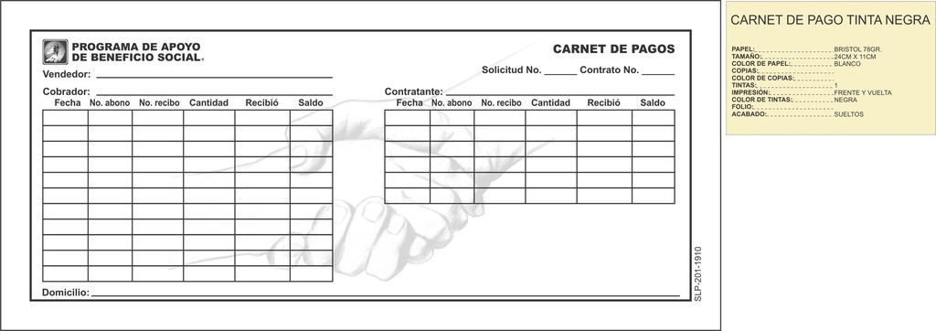CARNET DE PAGO TINTA NEGRA