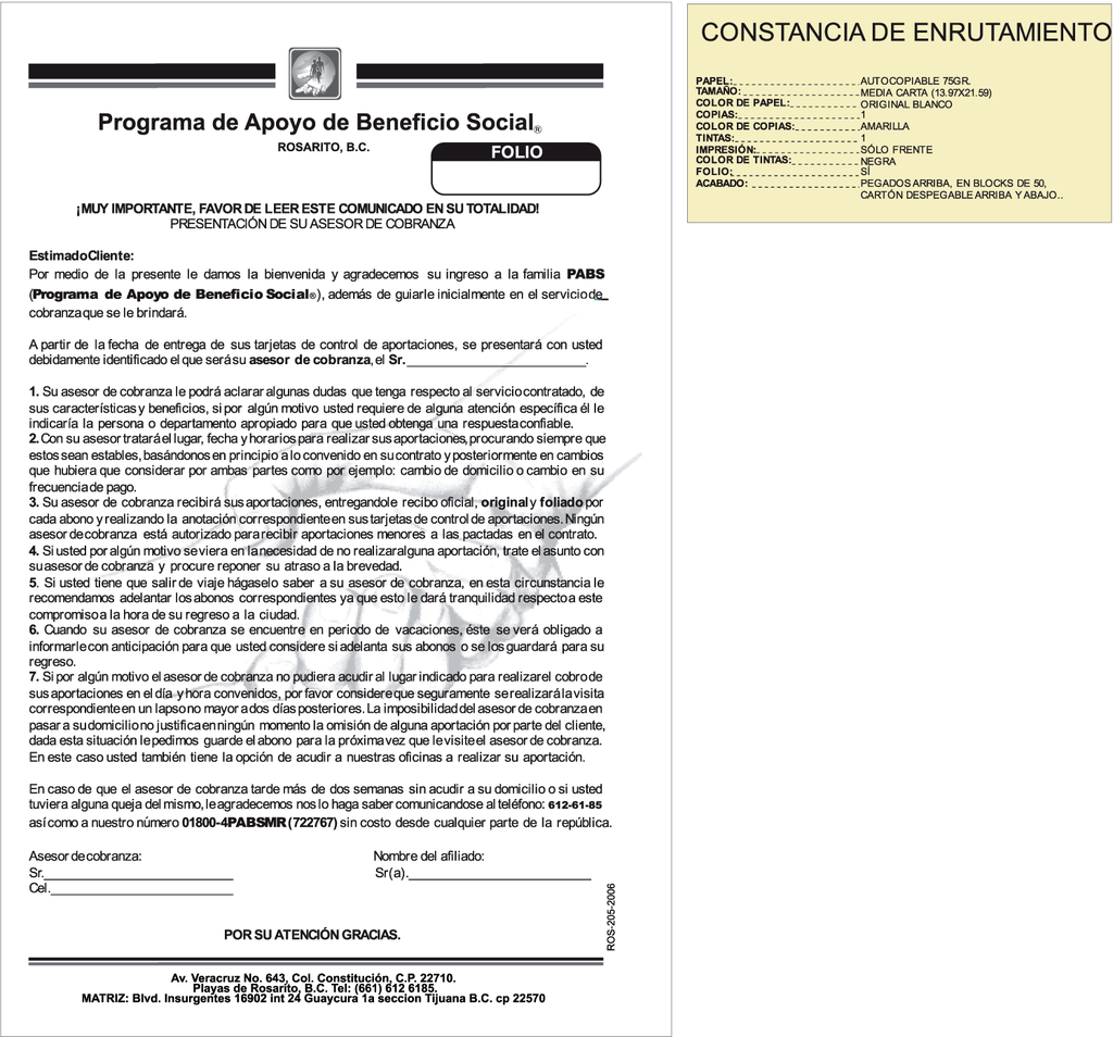 CONSTANCIA DE ENRUTAMIENTO