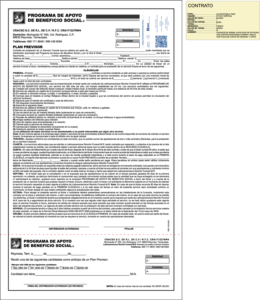 CONTRATO PLAN PREVISOR CRACSO ROSA