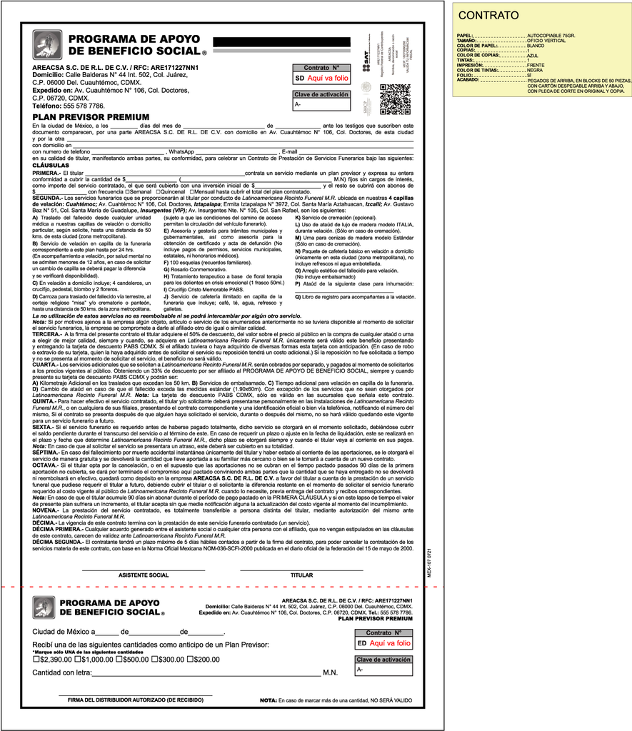 CONTRATO PREMIUM CUAUHTEMOC