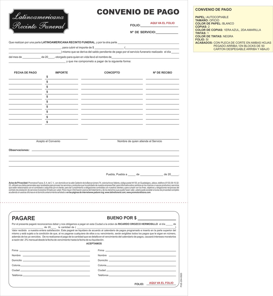 PUE - CONVENIO DE PAGO