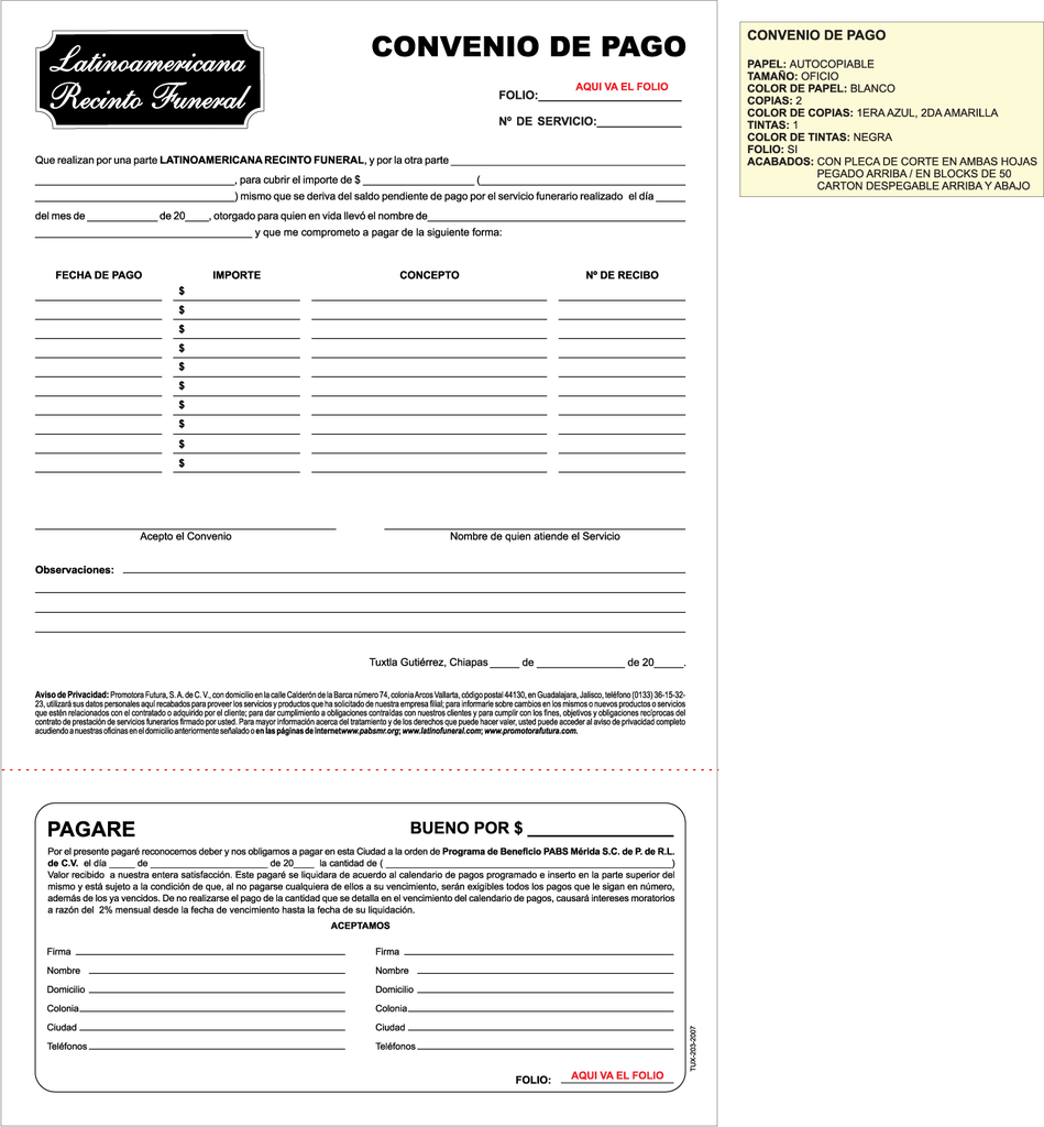 TUX - CONVENIO DE PAGO