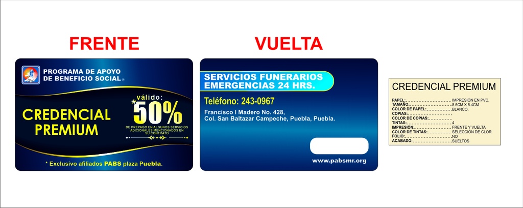 CREDENCIAL PREMIUM 50%