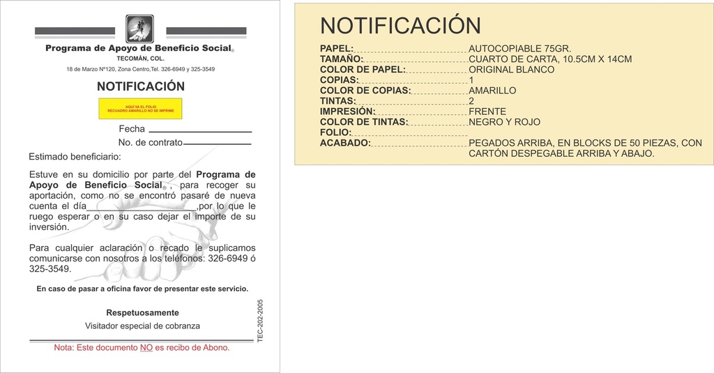 NOTIFICACION DE VISITA