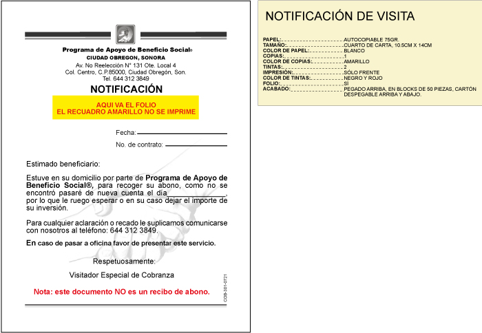 NOTIFICACION DE VISITA