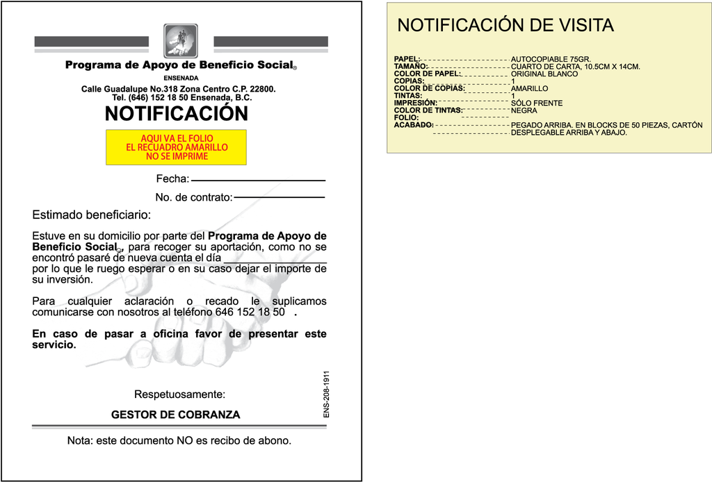 NOTIFICACION DE VISITA