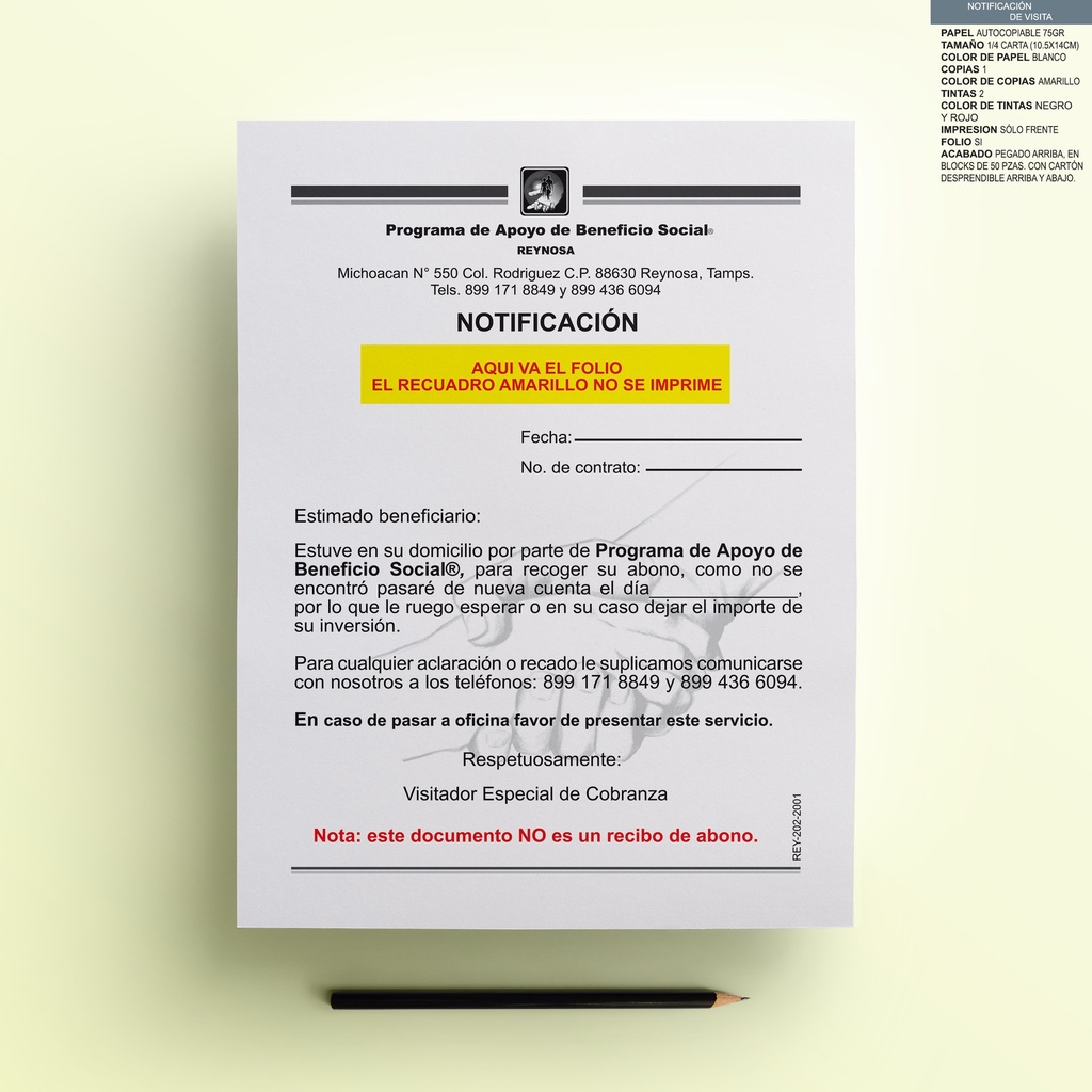 NOTIFICACION DE VISITA