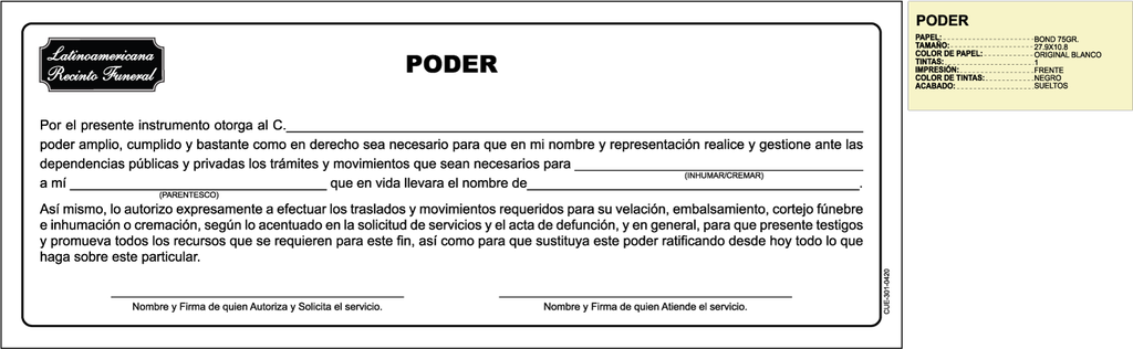 CUE - PODER AUTORIZACION DE SERVICIO