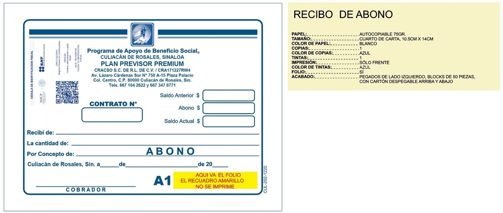 RECIBO DE ABONO CRACSO