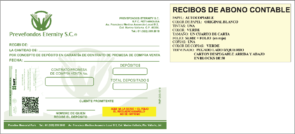 RECIBO DE ABONO ETERNITY