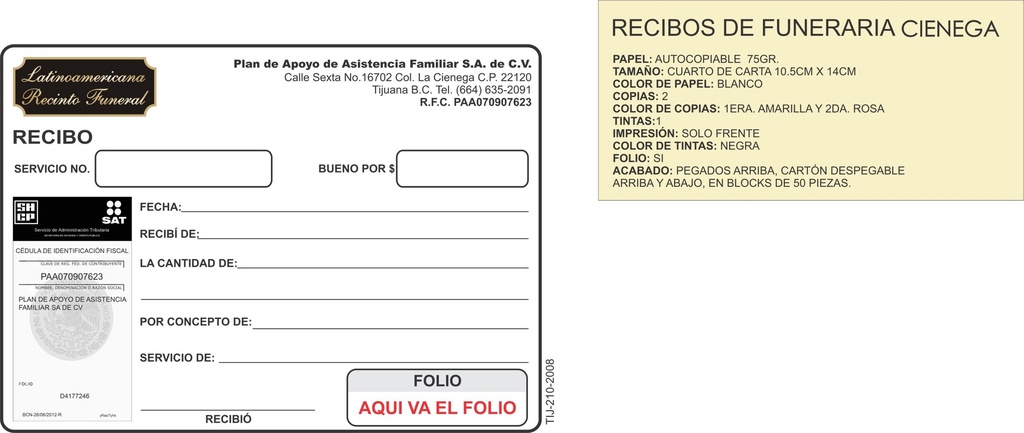 RECIBO DE COBRO LRF PAAF