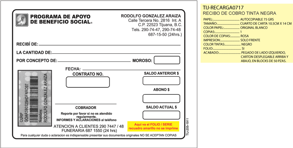 RECIBO DE COBRO RODOLFO GONZALEZ