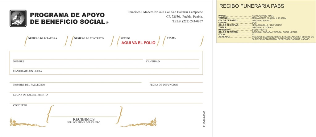 PUE - RECIBO FUNERARIA PABS