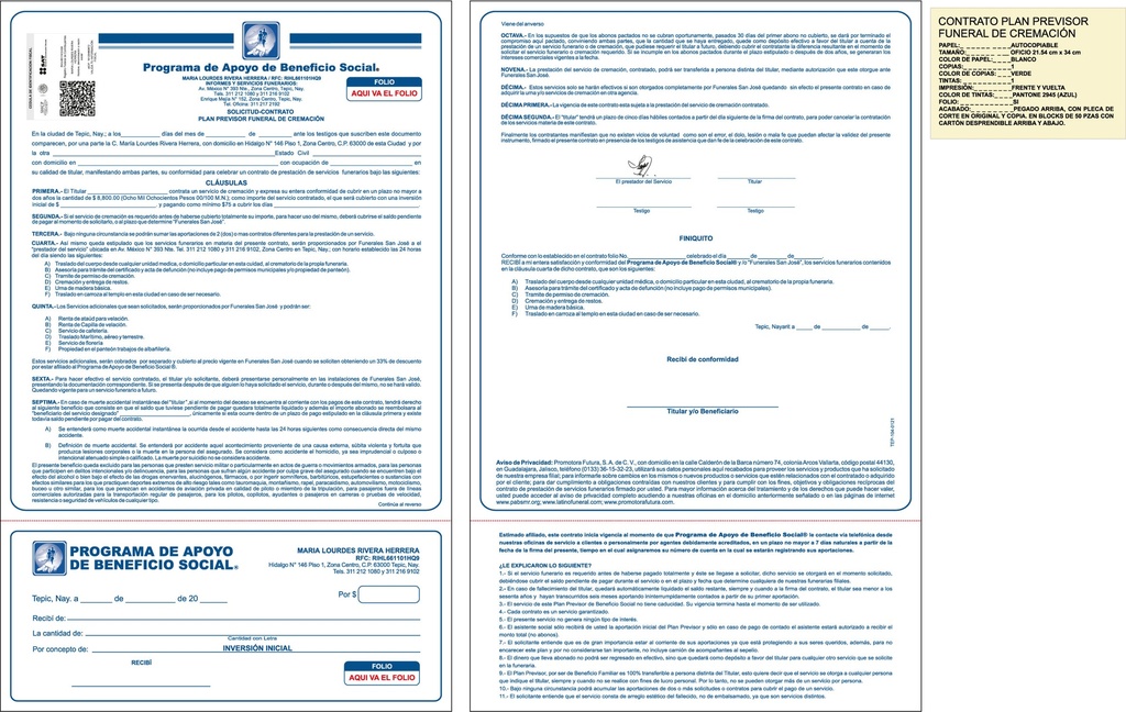 TEP - SOLICITUD CONTRATO CREMACION LOURDES RIVERA TIN