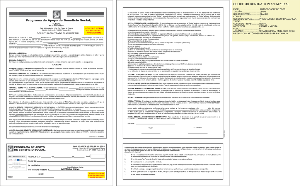 SOLICITUD CONTRATO PLAN IMPERIAL PAAF DEL NORTE