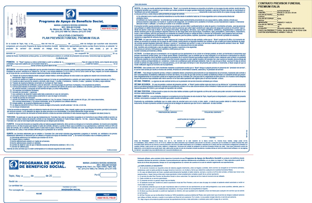 TEP - SOLICITUD CONTRATO PREMIUM ITALIA LR TIN AZUL