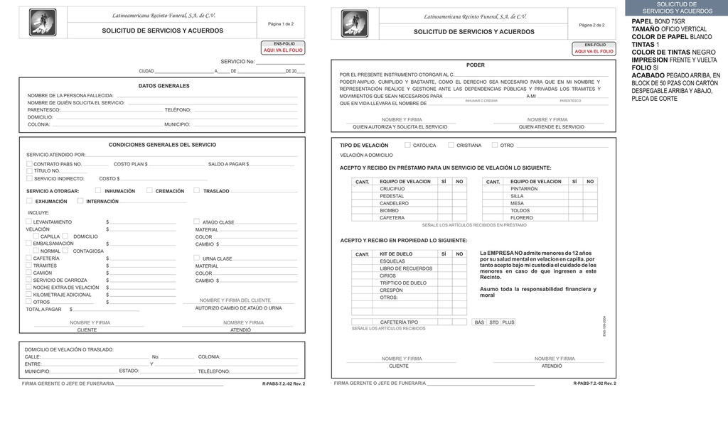 SOLICITUD DE SERVICIOS Y ACUERDOS