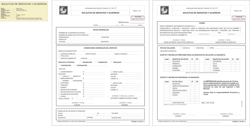 SOLICITUD DE SERVICIOS Y ACUERDOS