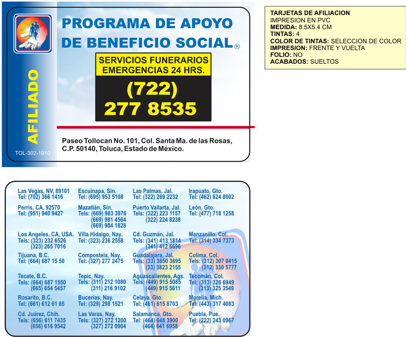 TOL - TARJETA DE AFILIACION