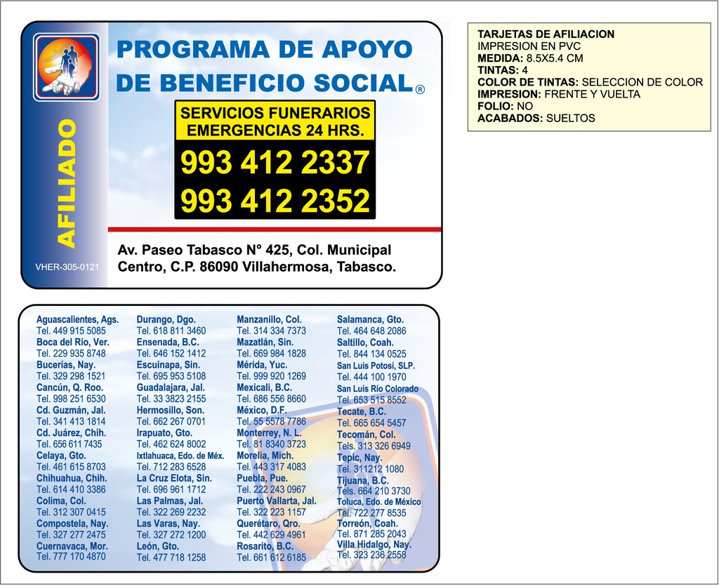 VHER - TARJETA DE AFILIACION