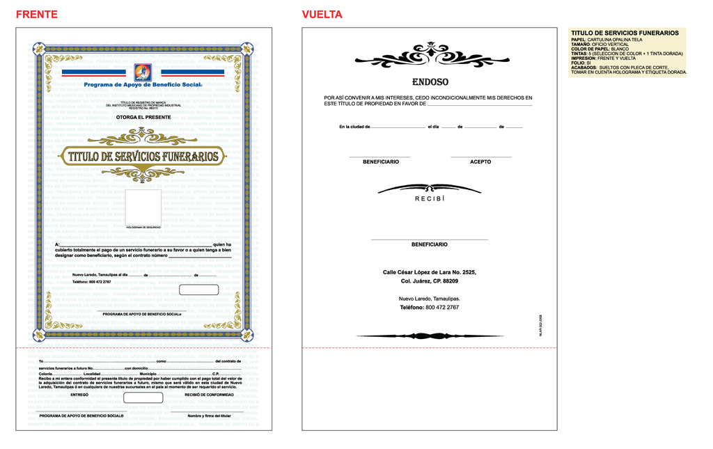 NLAR - TITULO DE SERVICIOS FUNERARIOS