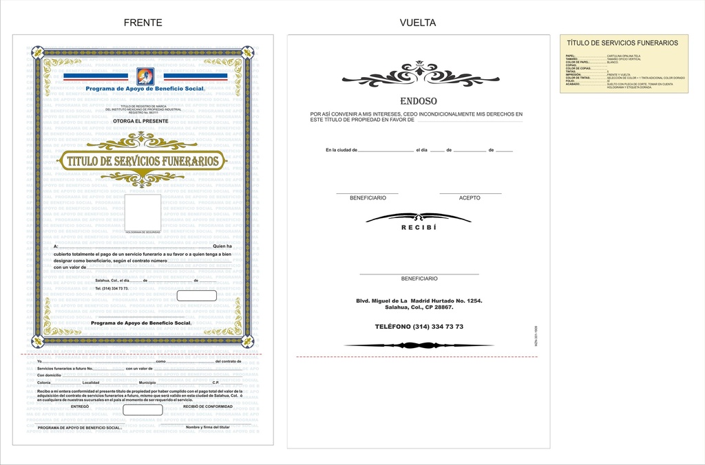 TITULO DE SERVICIOS FUNERARIOS