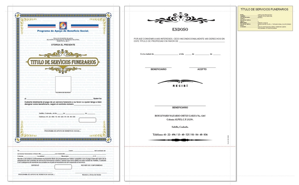 TITULOS DE SERVICIOS FUNERARIOS