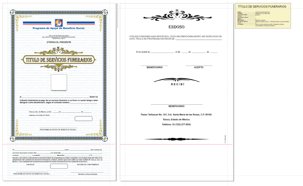 TÍTULO DE SERVICIOS FUNERARIOS