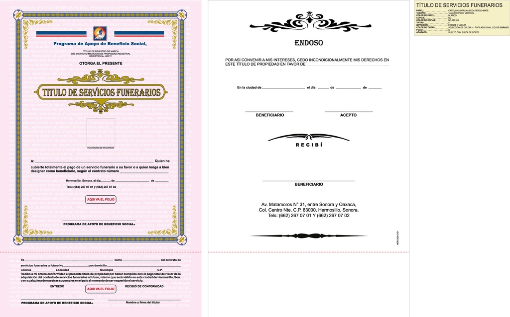 TÍTULO DE SERVICIOS FUNERARIOS GUANATE