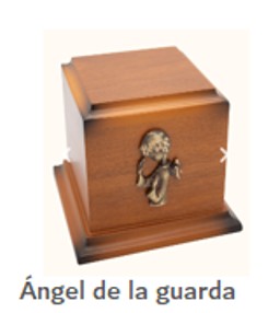URNA INFANTIL MADERA AVELLANA ANGEL DE LA GUARDA