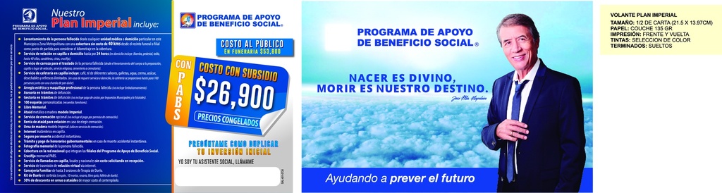 VOLANTE PLAN IMPERIAL PRECIO