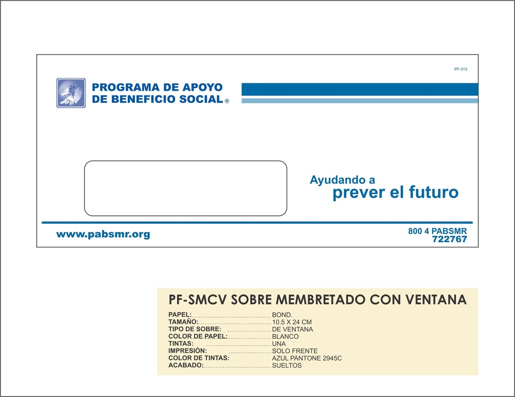 SOBRE MEMBRETADO CON VENTANA 