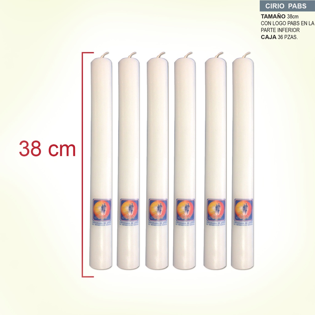 CAJA DE CIRIOS PABS CON 36 PZAS