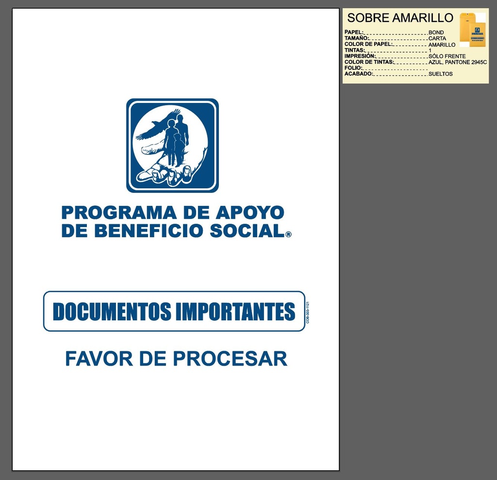 COB-303 1121 SOBRE AMARILLO DOCUMENTOS IMPORTANTES S01734 CD OBREGON