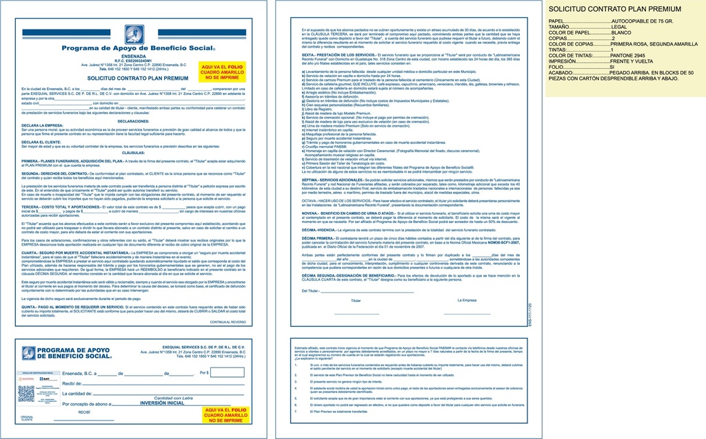ENS - SOLICITUD CONTRATO PLAN PREMIUM EXEQUIAL TINTA AZUL