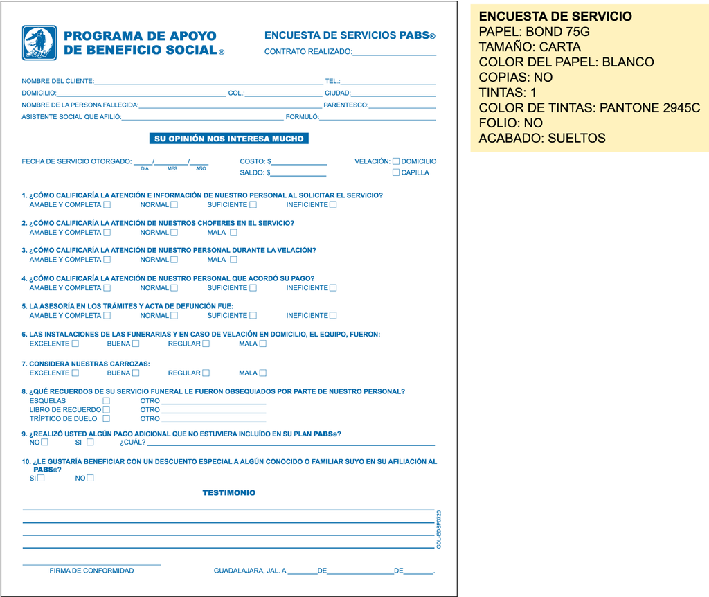 GDL-307 Gdl-edsp0720 encuesta de servicio pabs