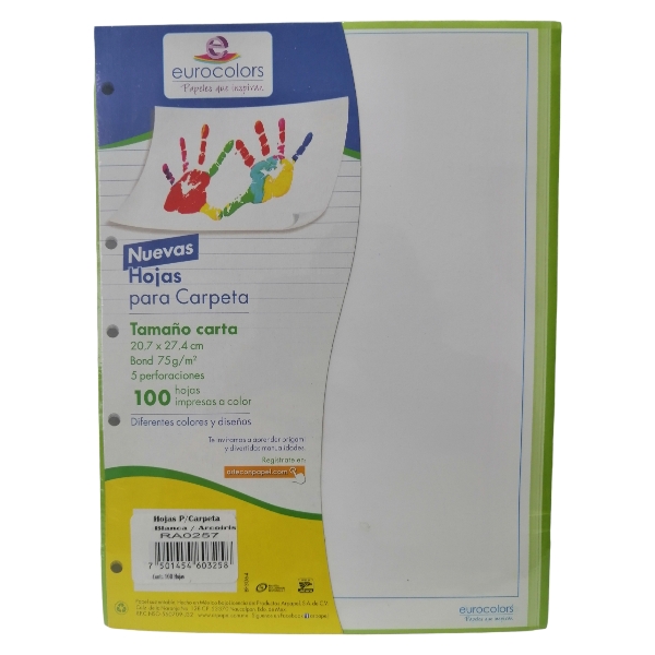 HOJAS COLOR CLARO CON 100/H